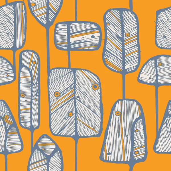 Χωρίς ραφή πρότυπο σχεδιασμού με αφηρημένη doodle δέντρα — Διανυσματικό Αρχείο