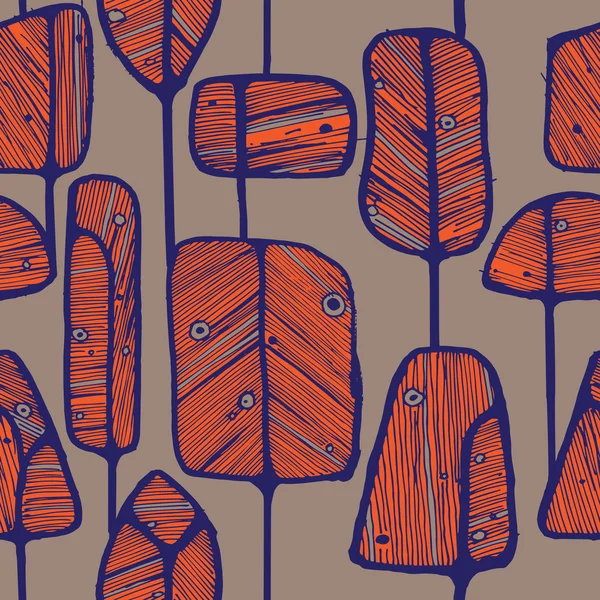 Χωρίς ραφή πρότυπο σχεδιασμού με αφηρημένη doodle δέντρα — Διανυσματικό Αρχείο