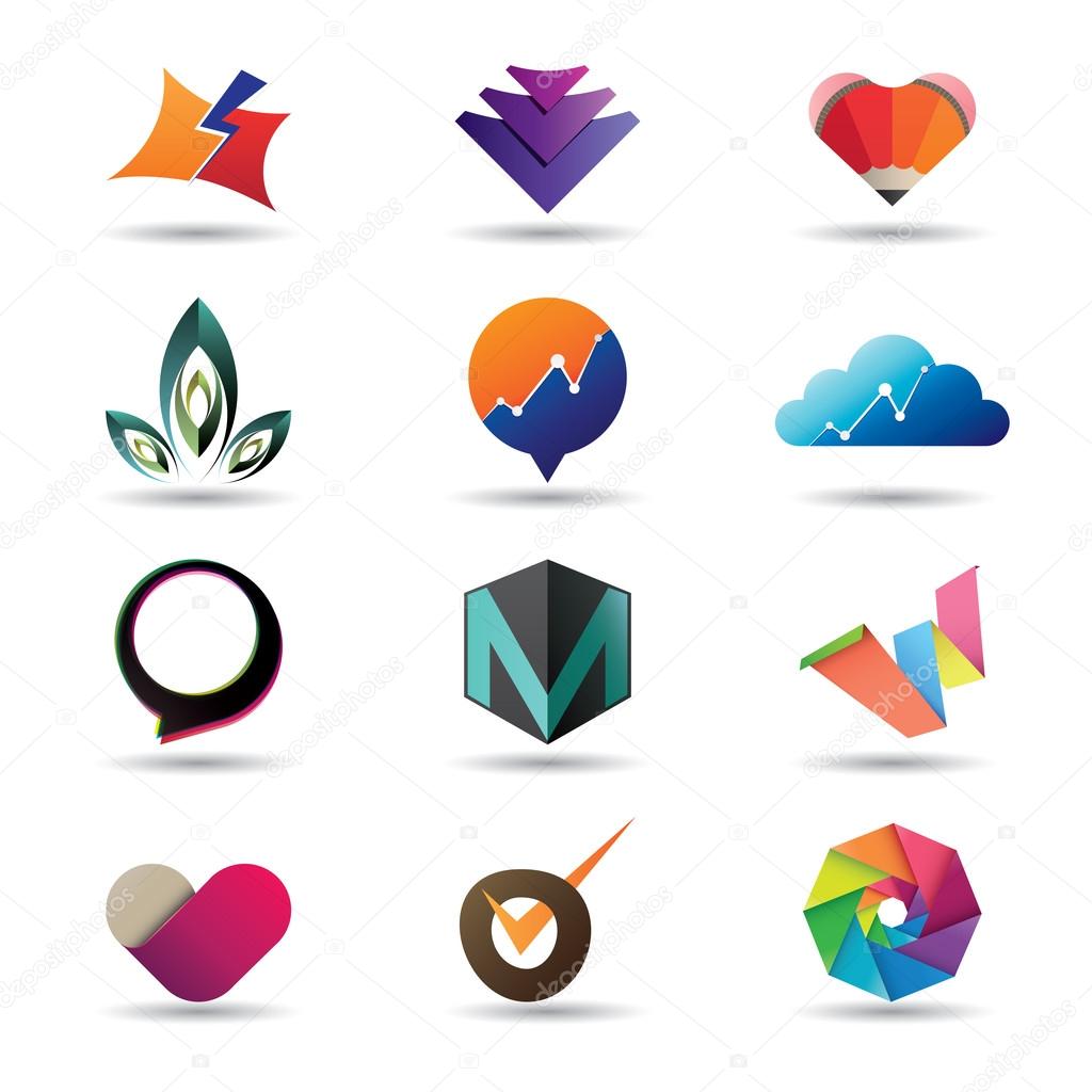 Set of modern business icons, colorful and creative collection of trendy logo elements