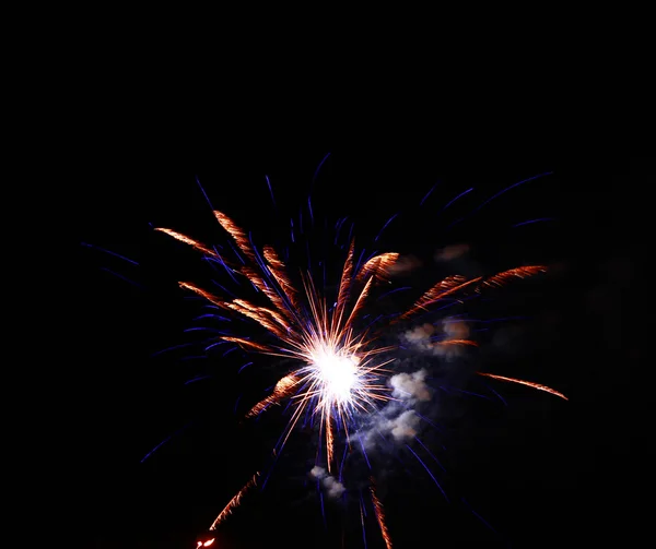 Fuegos artificiales de celebración en el cielo negro de la noche —  Fotos de Stock