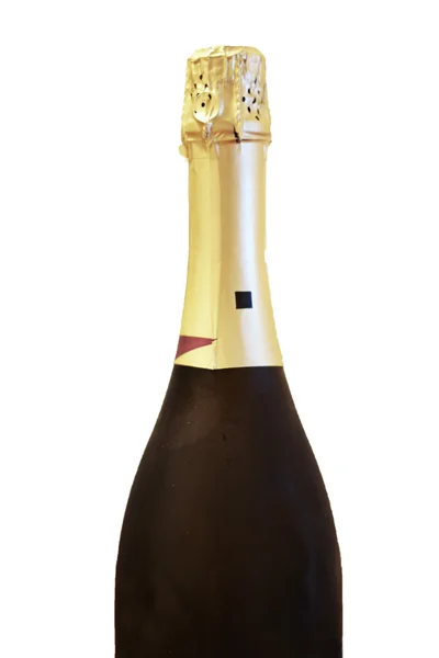 Garrafa de champanhe isolada no fundo branco — Fotografia de Stock