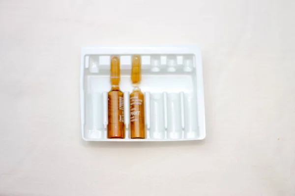 Empty Medical Ampoules Infusion Injection Isolated White Background — Stock Photo, Image