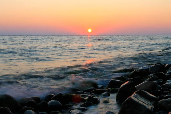 Beautiful Sunset Sea Evening Seashore Black Sea Seaside — Stock Photo, Image