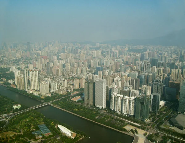 Ciudad Guangzhou Vista Río Pearl Desde Las Ventanas Torre Cantón —  Fotos de Stock