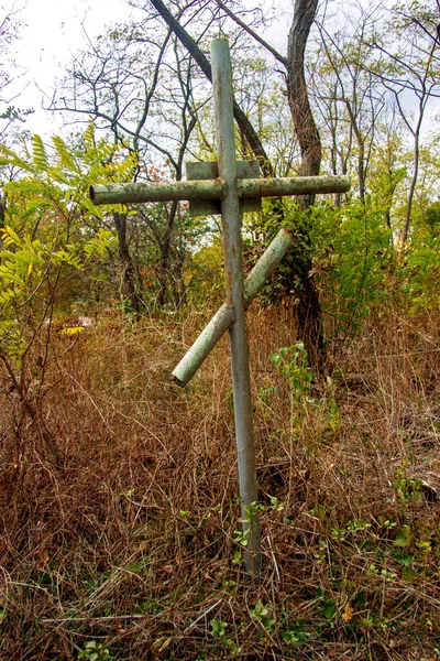 Croix Métal Antique Sur Vieux Cimetière Nécropole Partie Historique Pyatigorsk — Photo