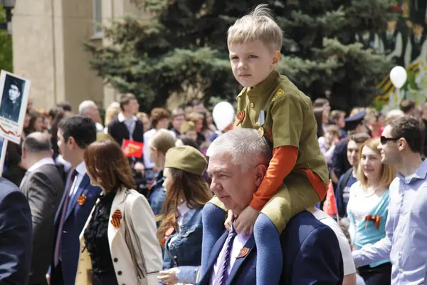 Russische Mensen Victory Parade Van 71Th Verjaardag Van Dag Van — Stockfoto