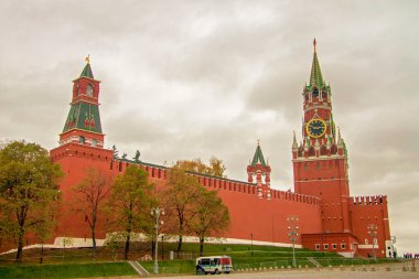 Kremlin 'in Moskova' daki Spasskaya Kulesi, Rusya 2018-10-31