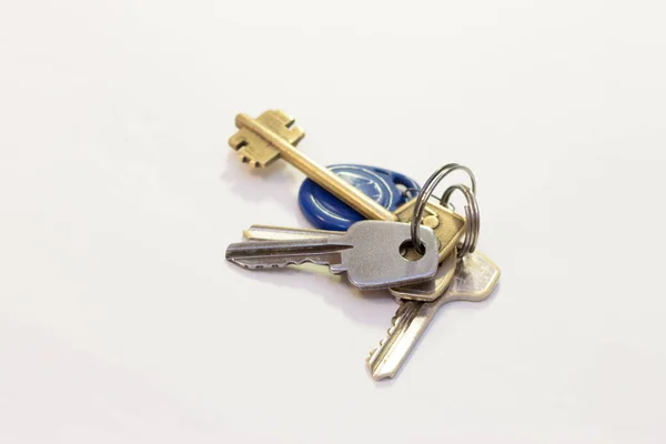 Bunch Different Flat Keys Isolated White Background — Stock Photo, Image