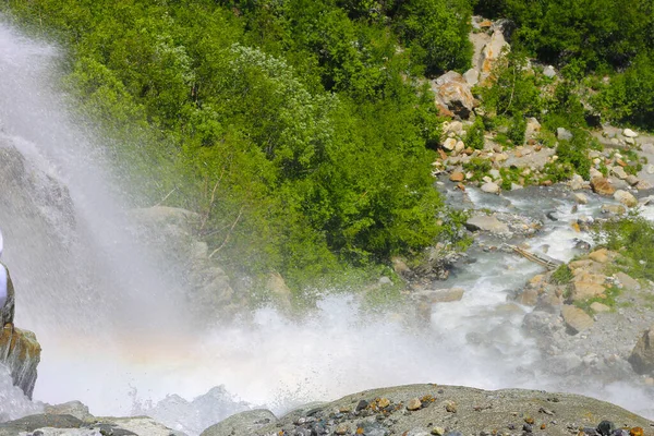 Cachoeira Alibeque Montanhas Dombay Paisagens Montanhosas Norte Cáucaso Federação Russa — Fotografia de Stock