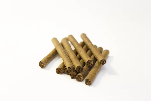 Natural Cigarillo Close Isolated White Background — Stock Photo, Image