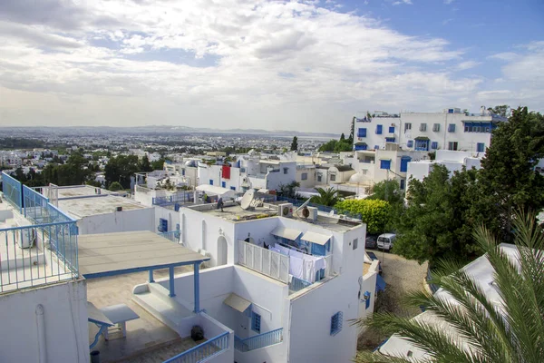 Cidade Design Branco Azul Sidi Bou Said Tunísia Norte África — Fotografia de Stock