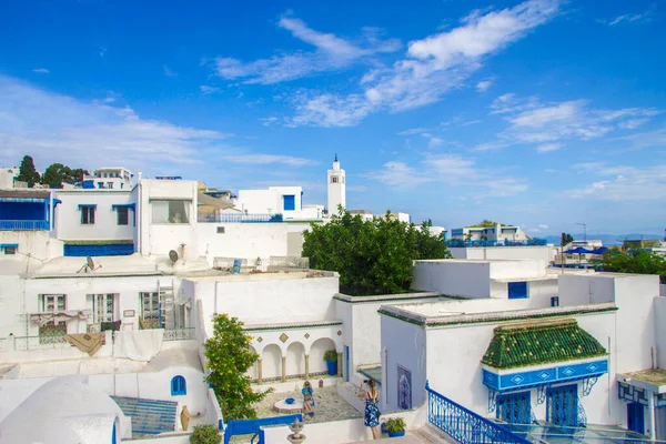 Cidade Design Branco Azul Sidi Bou Said Tunísia Norte África — Fotografia de Stock