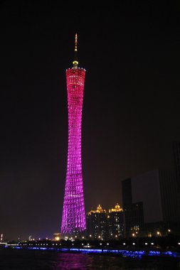 Kanton Kulesi, guangzhou, Çin skyline pearl Nehri üzerinde