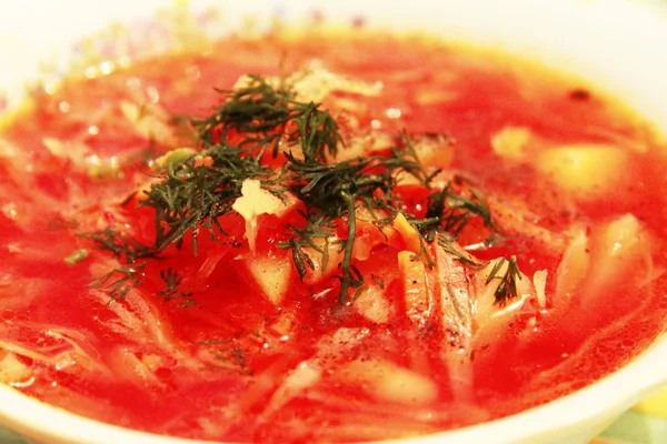 Borsch is a national russian and ukrainian soup — Stock Photo, Image