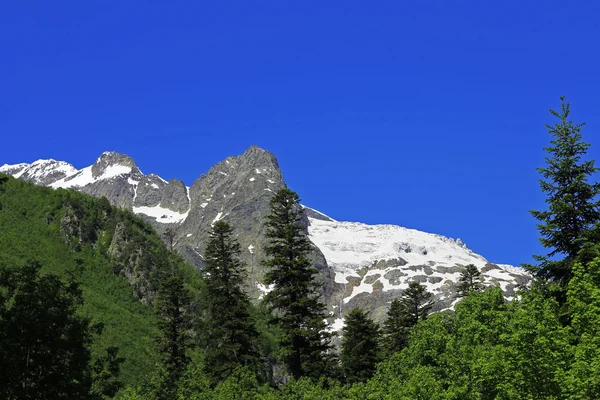 Montagne del Caucaso sotto la neve e cielo azzurro — Foto Stock