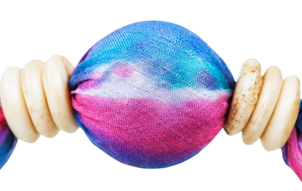 Pink and blue painted silk batik bead isolated — Stock Photo, Image