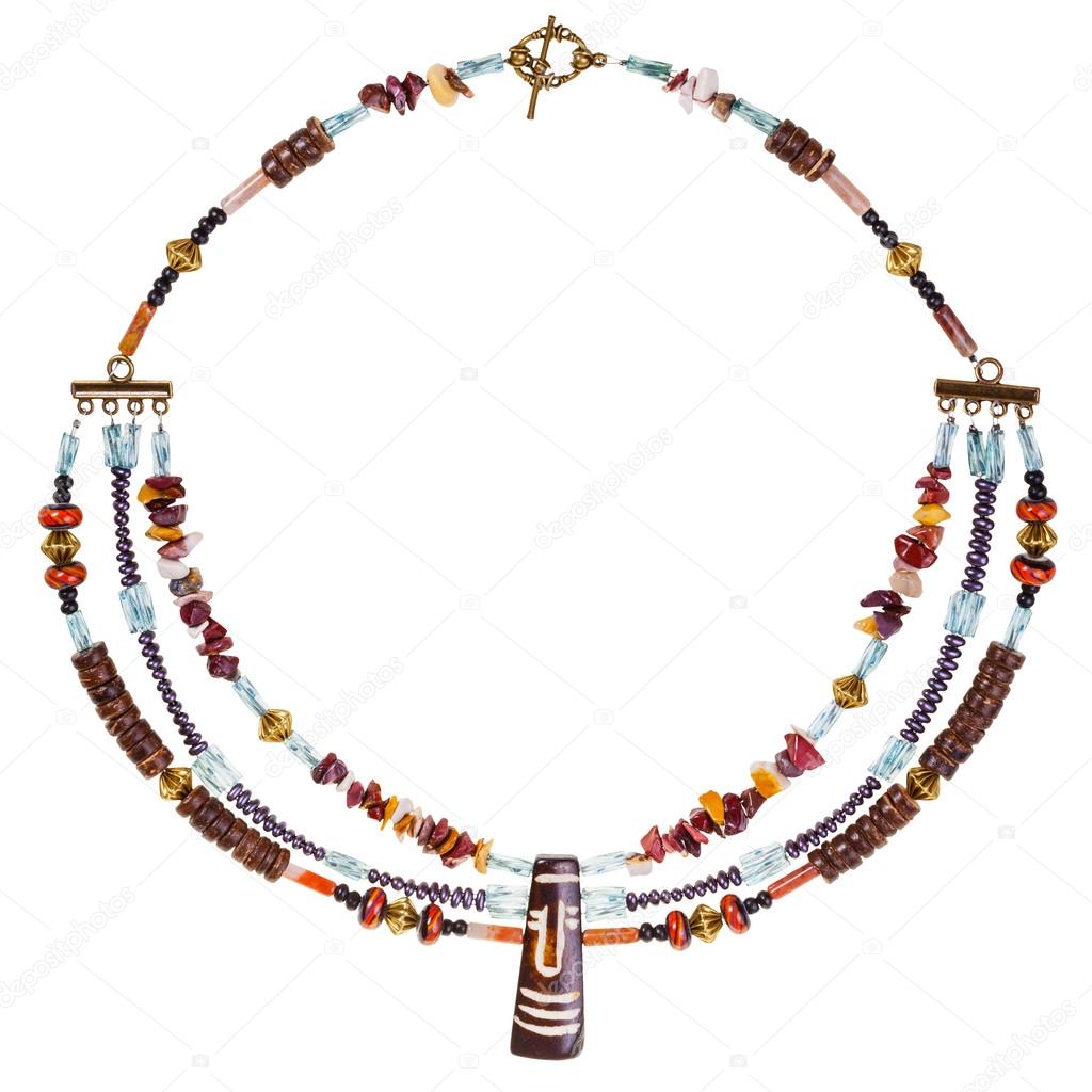 necklace from gemstones and coconut beads
