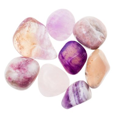 pile of pink and violet natural mineral gemstones clipart