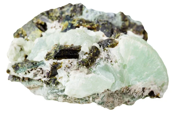 Epidot kryształów na Prehnit kamień mineralne — Zdjęcie stockowe