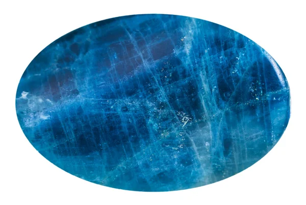 Piedra de gema mineral de cianita ovalada aislada en blanco —  Fotos de Stock
