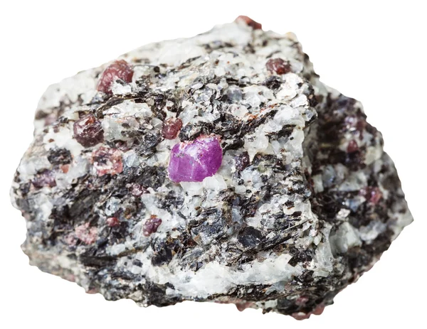 Corundum kristalleri ile mineral taş parçası — Stok fotoğraf