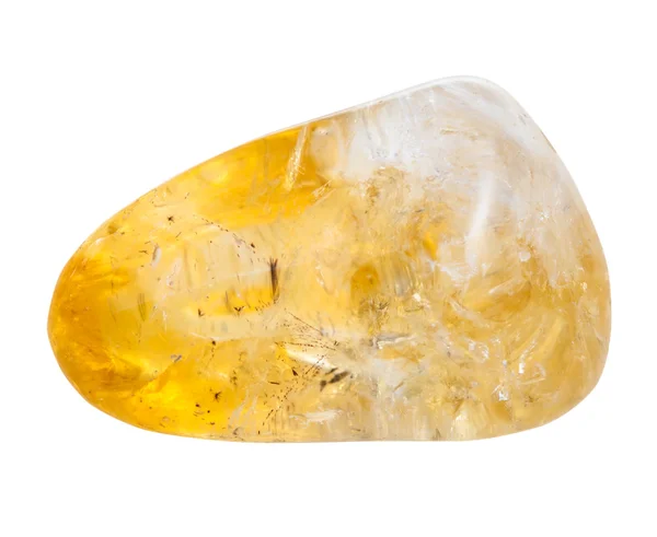 Seixo de pedra preciosa mineral citrina isolado — Fotografia de Stock