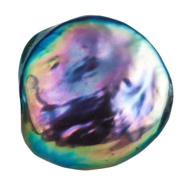 Cabochon de pedra preciosa nacre iridescente isolado — Fotografia de Stock