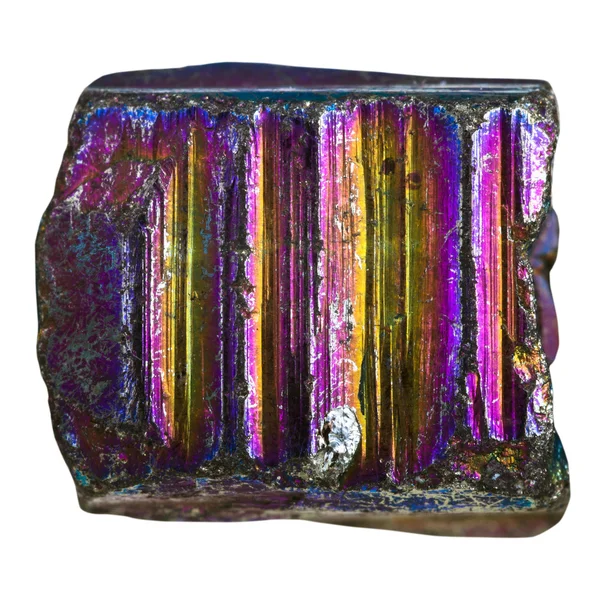 Seixo de pedra mineral de pirita iridescente — Fotografia de Stock