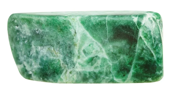 Pietra gemma minerale giadeite verde tumbled isolato — Foto Stock