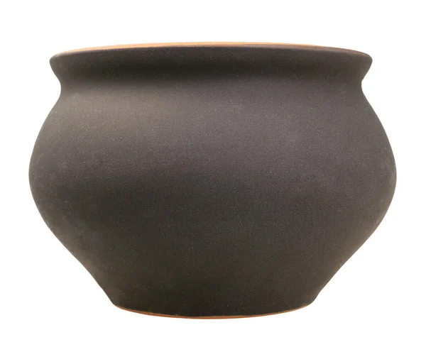 Zijaanzicht van open keramische pot geïsoleerd op wit — Stockfoto