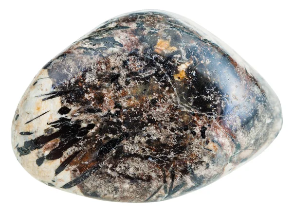 Czarne kryształy aegirine w mineralnym Gemstone — Zdjęcie stockowe