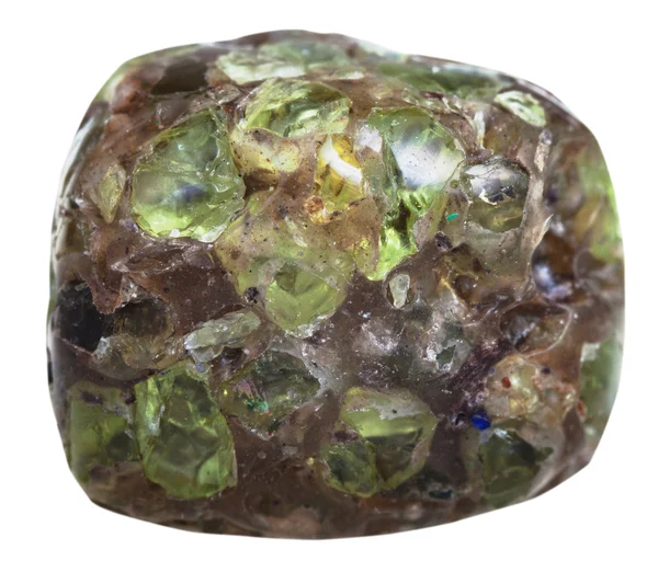 Tumbled peridot (Chrysolite, olivine) gem crystals — Stock Photo, Image