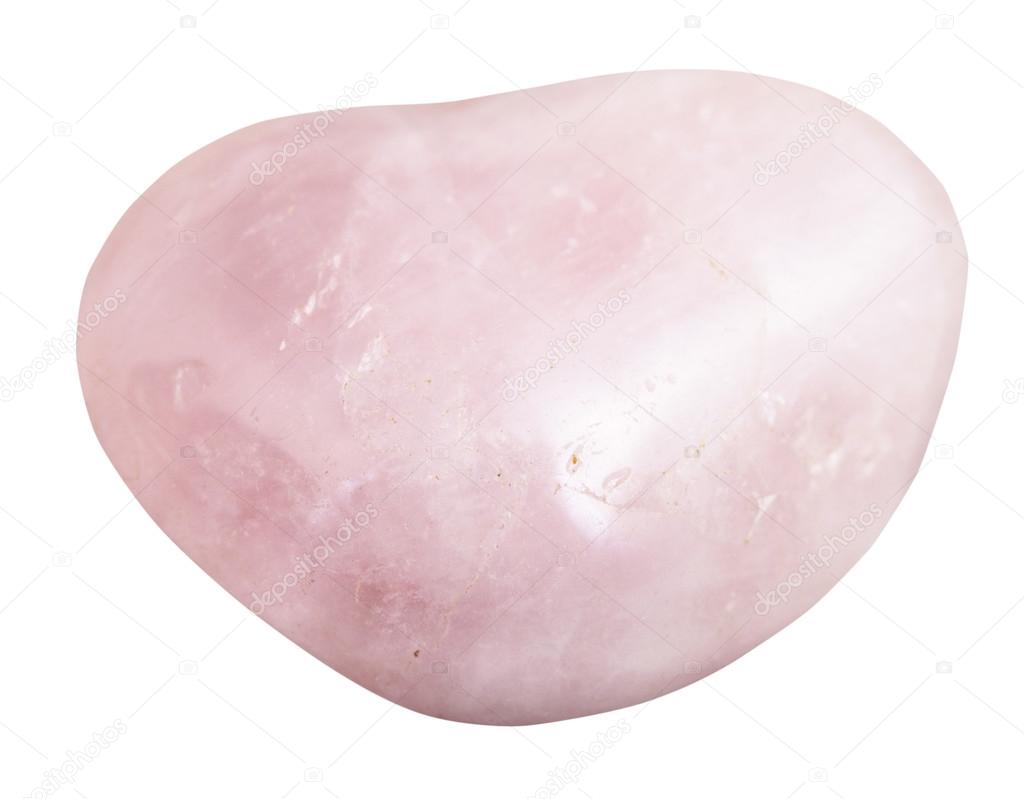 pebble of rose quartz mineral gem stone isolated