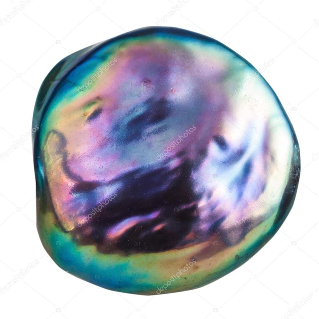 cabochon from iridescent nacre gemstone isolated