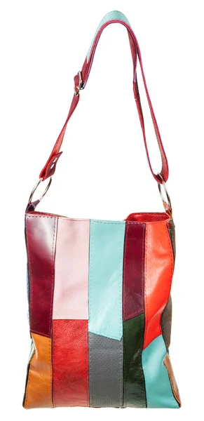 Shoulder bag from multicolored leather pieces — Stock Photo, Image