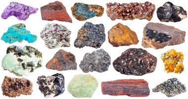 set of stones spinel, lazulite, magnetite, etc clipart