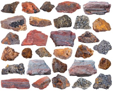 doğal mineral kaya - çeşitli demir cevheri taşlar
