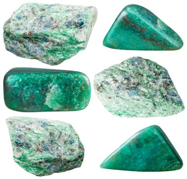 cilalı ve rock fuchsite değerli taşlar kümesi