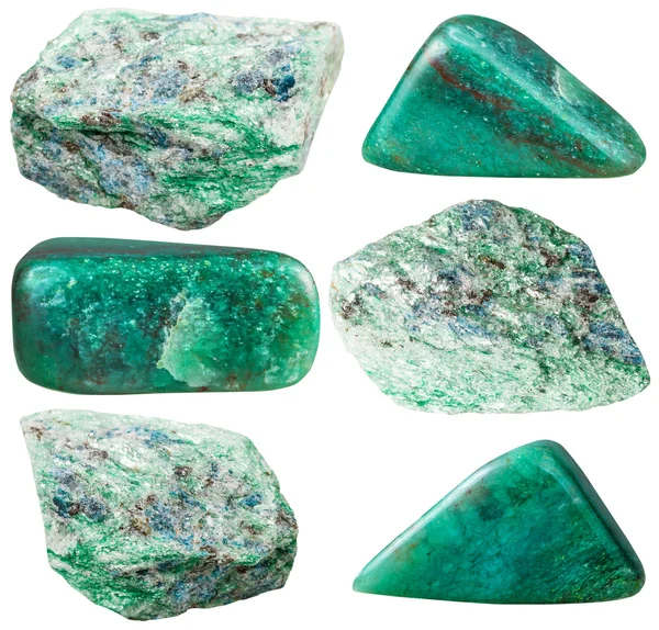 Conjunto de piedras preciosas fucsias pulidas y rocosas —  Fotos de Stock