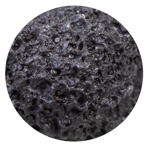 Bola de pedra-pomes porosa preta isolada — Fotografia de Stock