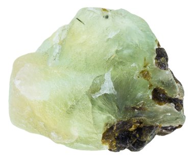 Epidote kristalleri ile yeşil Prehnite değerli taş