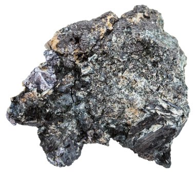 Glaucophane taş üzerinde Mobdenite gri kristalleri