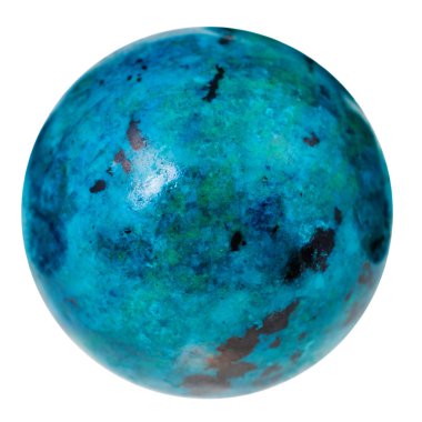 mavi chrysocolla değerli taş izole topu