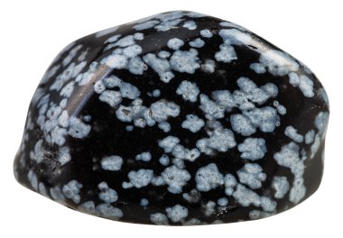 tumbled Gri kar tanesi obsidyen değerli taş izole