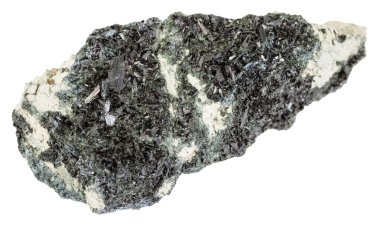Amphibole üzerinde Hornblende kristalleri ile kaya