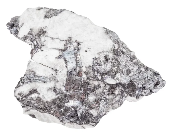 Stalen grijze bismuthinite kristallen in Quartz Rock — Stockfoto