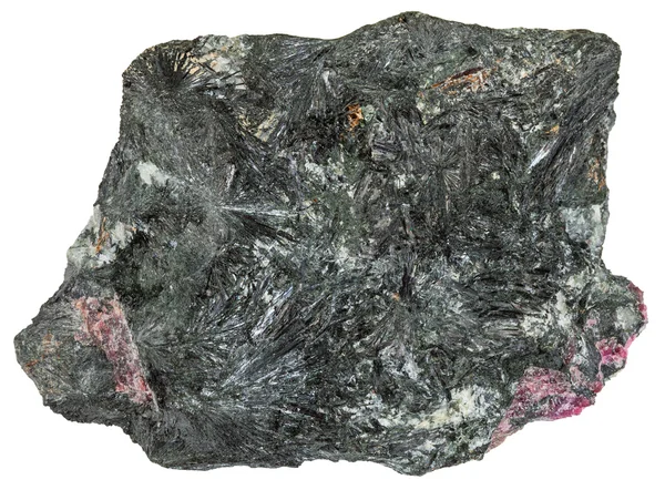 Aegirine （amite） 岩石与粉红色的 Eudialyte 晶体 — 图库照片