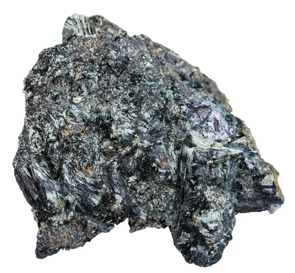 Cristal gris de molybdène sur roche de Glaucophane — Photo