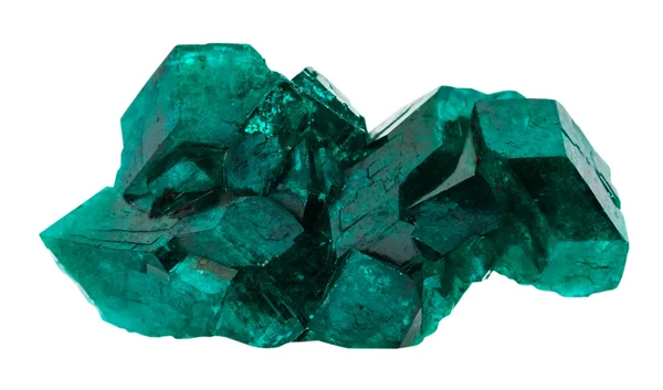 Pedra preciosa de dioptase verde-esmeralda isolada sobre branco — Fotografia de Stock