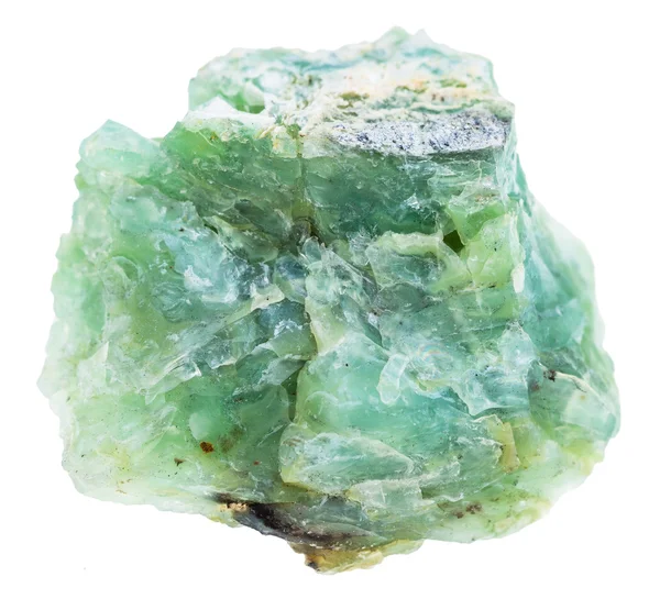 Ωμό πράσινο οπάλιο πετράδι απομονωμένο σε λευκό — Φωτογραφία Αρχείου